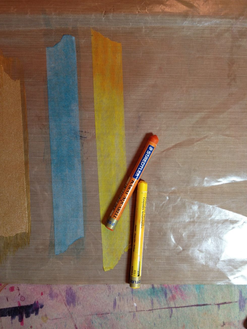 Try some watercolor crayons on it...