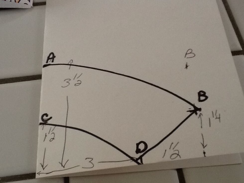 Try to be accurate, but don't worry, everyone will be impressed with your wrappers and won't notice any oops...add a little tab on the B to D edge if you aren't using tape. Now cut out your pattern.