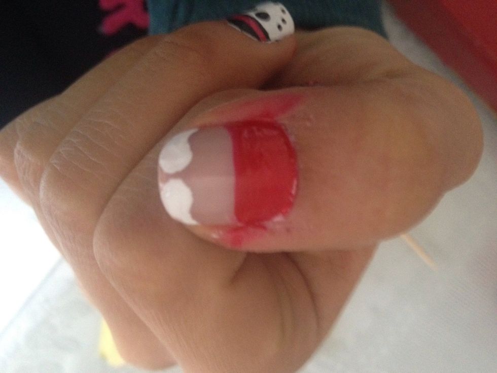 Try to do the santa's mustache with the white nail polish.