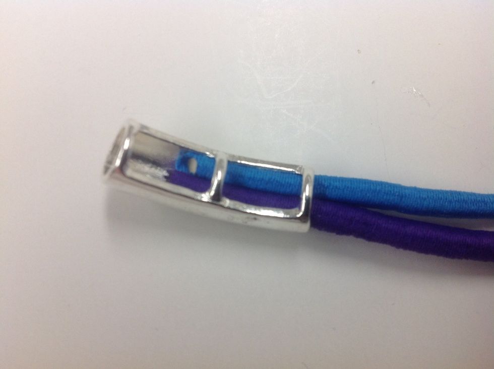 Try to keep the cords side by side as they are fed through the tube so the finished bracelet lays nicely.