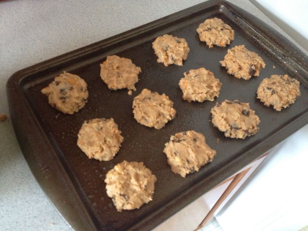Try to make a round cookie shape. These don't really expand like normal cookies. But they will rise, flatten them down so they aren't too tall.