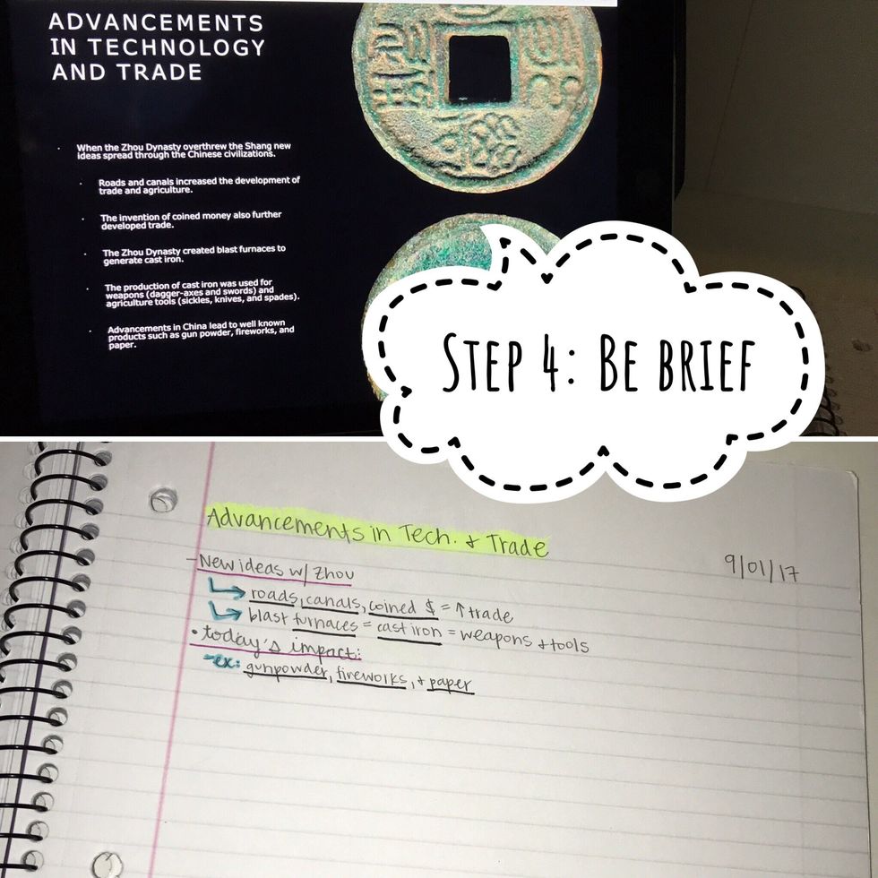 Try to make your notes as concise as possible.