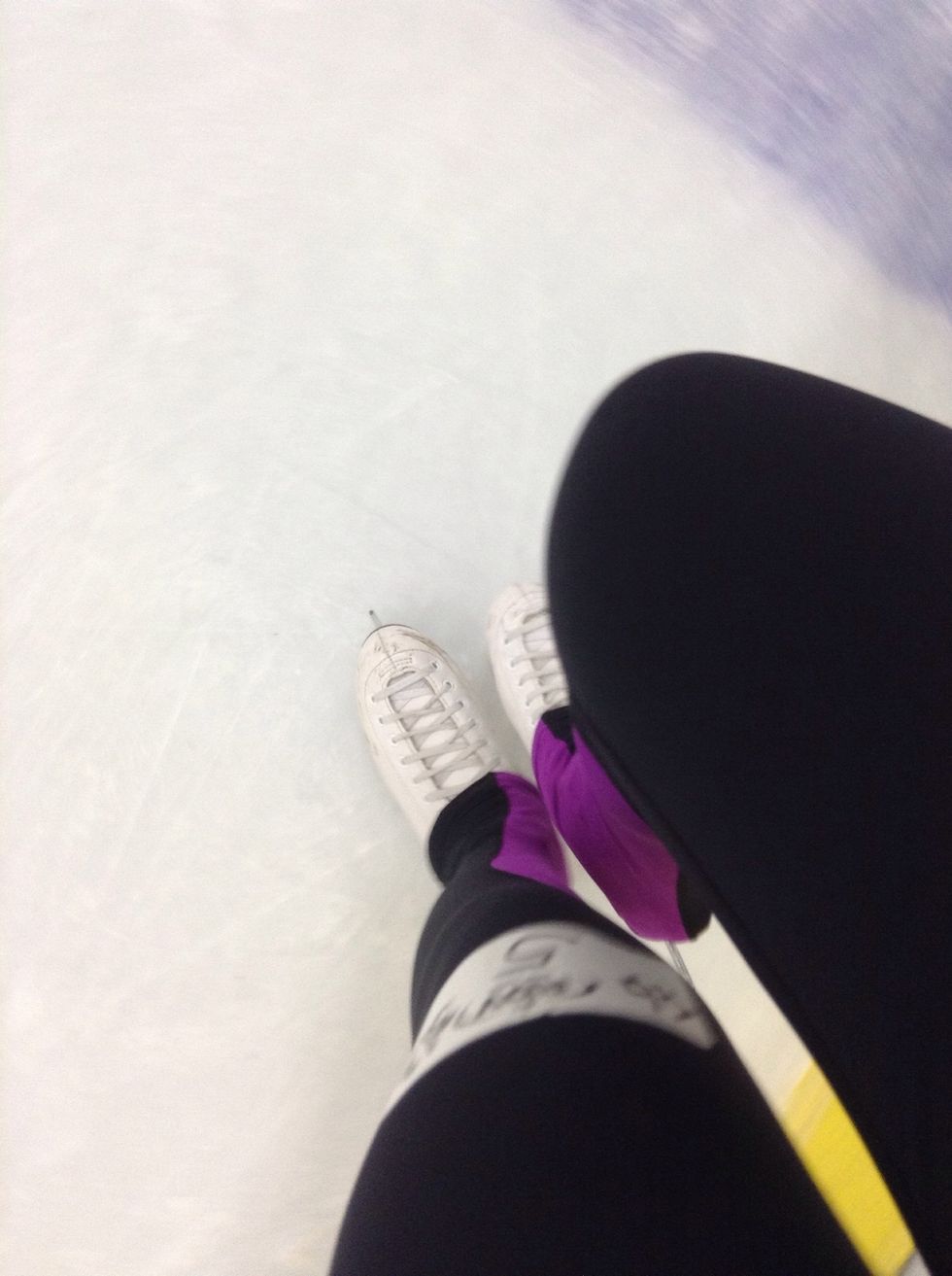 Try to march. Work on finding your balance and getting comfortable on the ice.