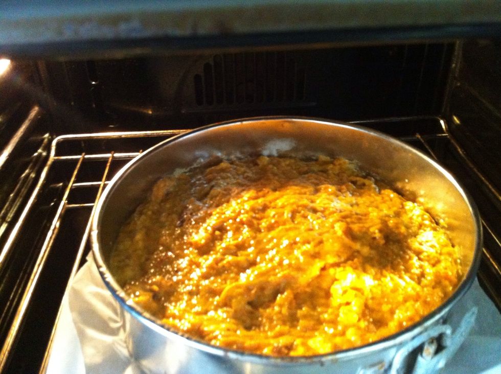 Try to smoother the top of the cake mixture