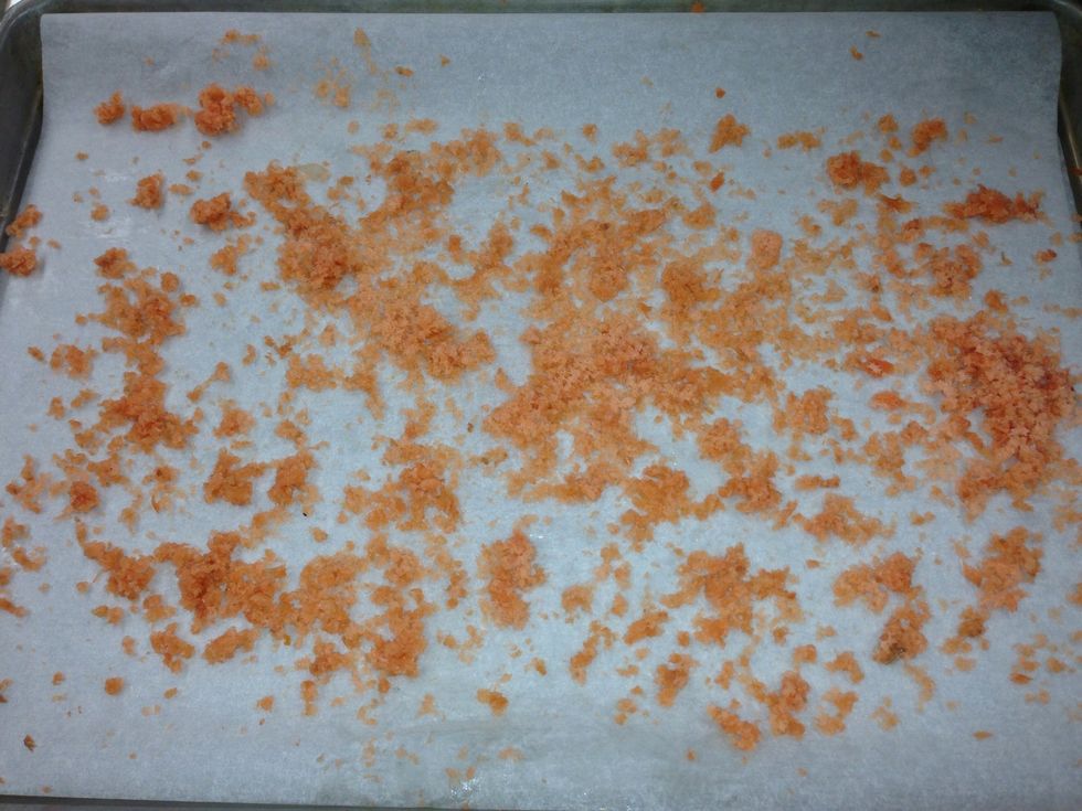 Try to spread the grated salmon out as best you can.