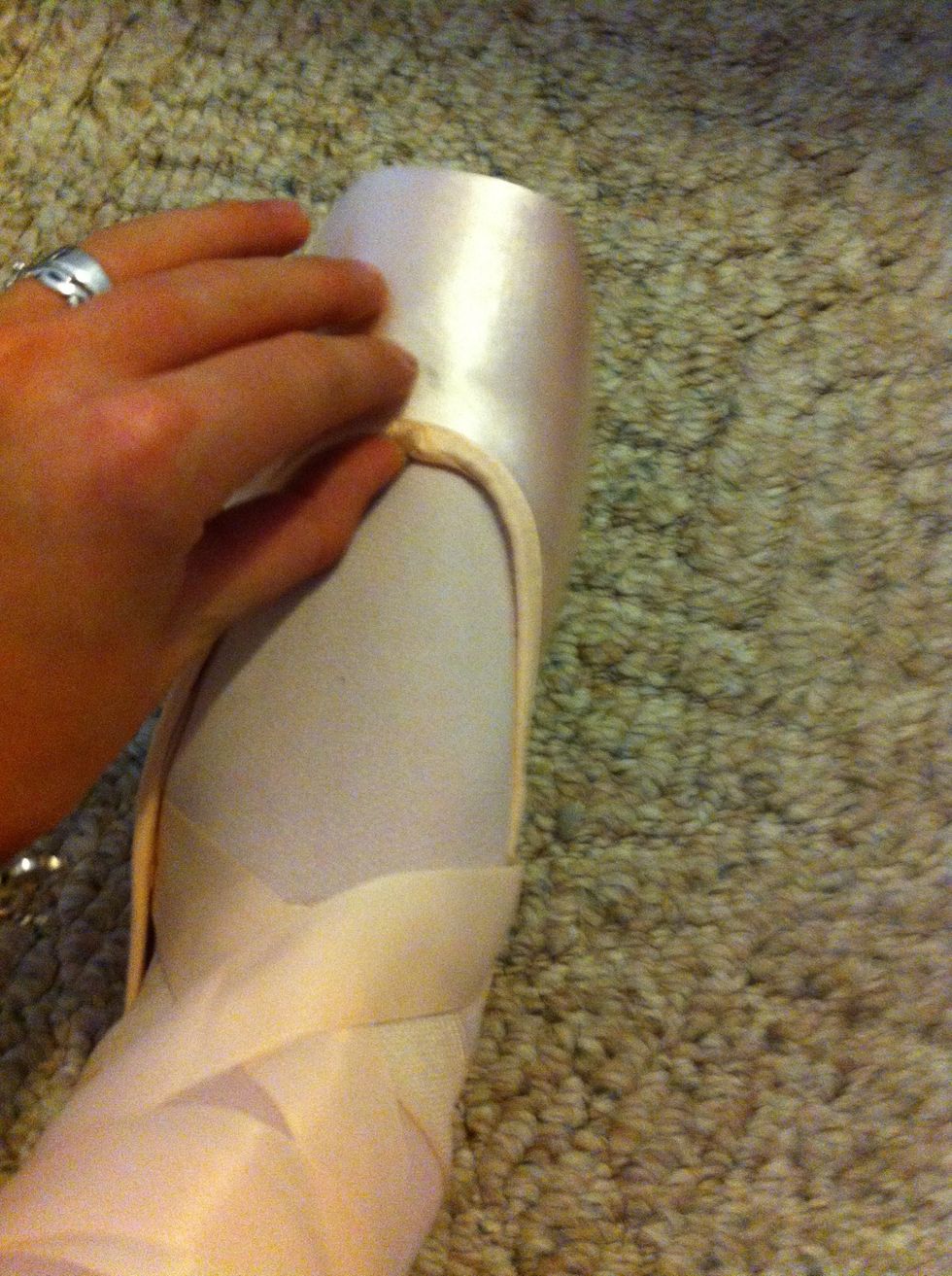 Tuck your drawstrings into your shoe, whether they are on the side or front like mine. Be sure to spread them out so they don't bunch up, come out, or hurt.