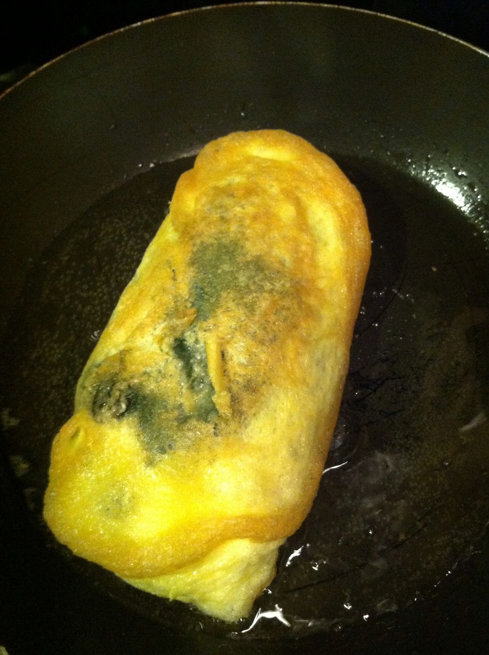 Turn again and and cook until all egg is fully cooked