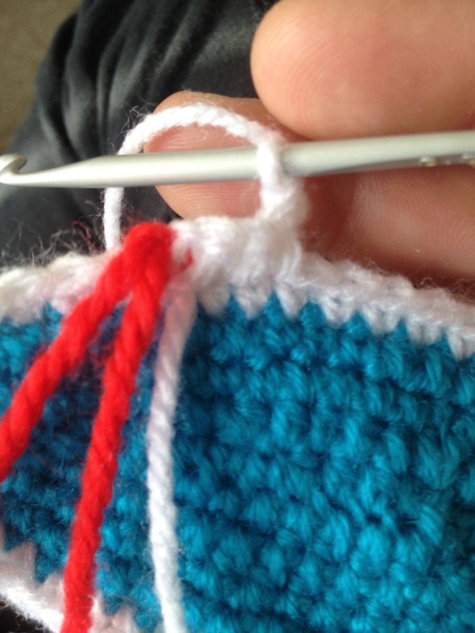 Turn and do a single chain and ten a single crochet in same stitch as chain