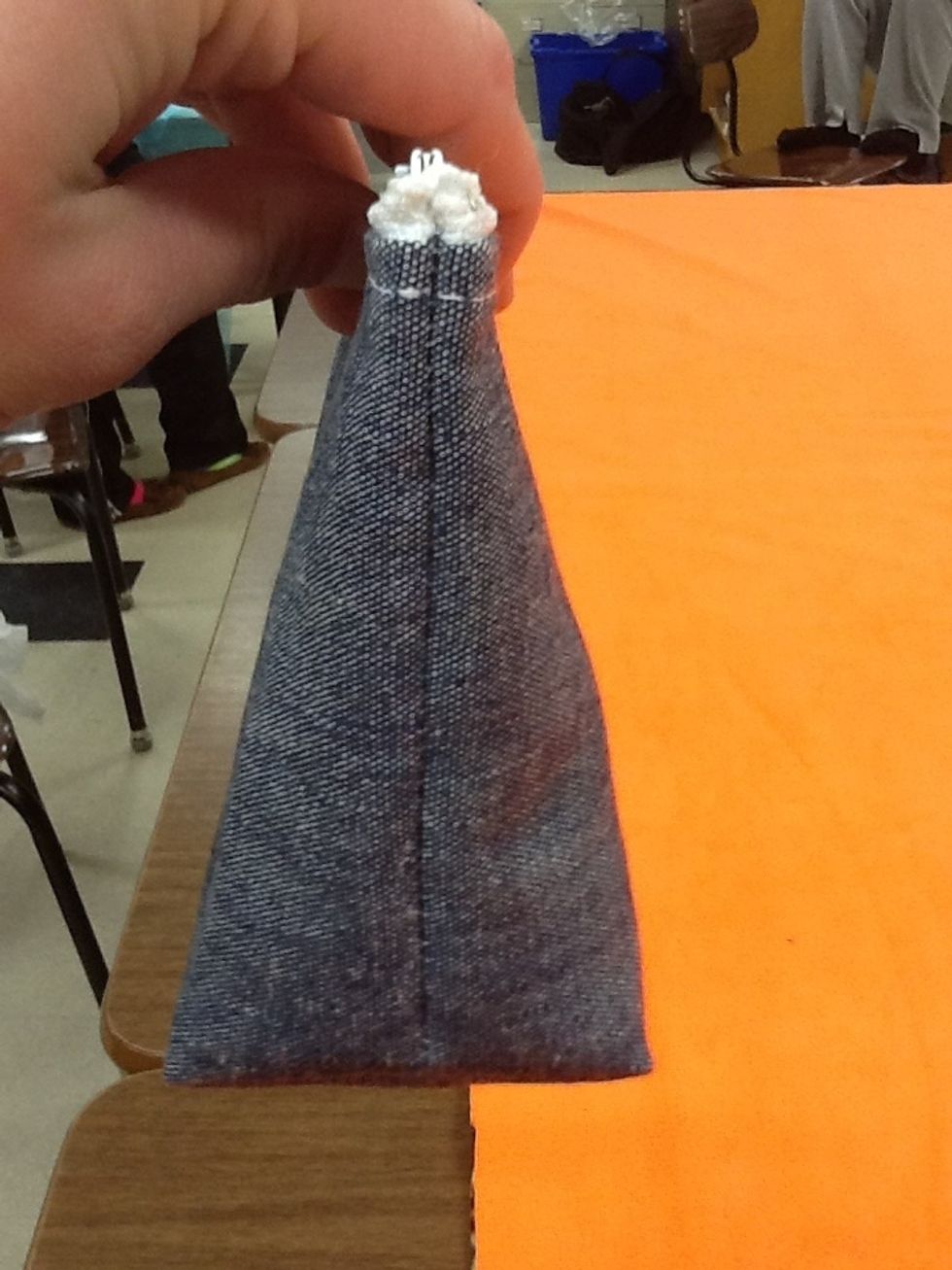 Turn bag right side out and press out corners to square the bottom of the bag.