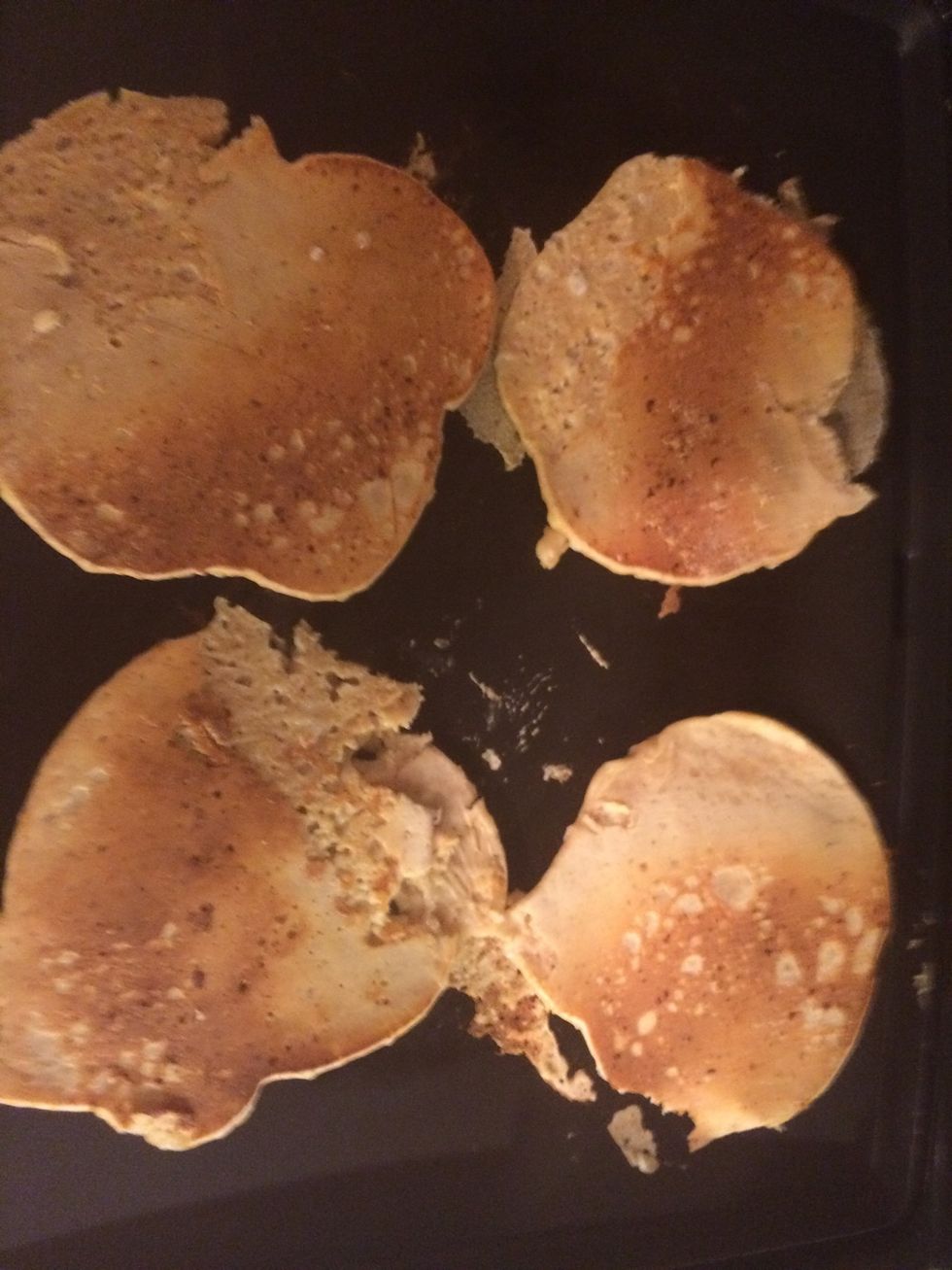 Turn batter over and cook other side to golden brown.