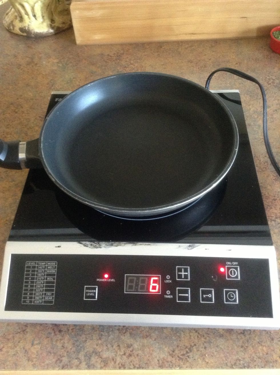 Turn burner on to 6 (medium heat).
