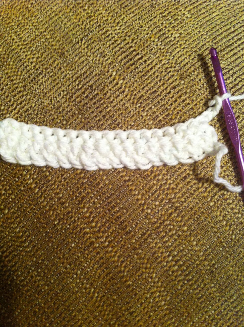 Turn. Ch 4. Now, this ch 4 Does count. So tr in 2nd stitch and each across.