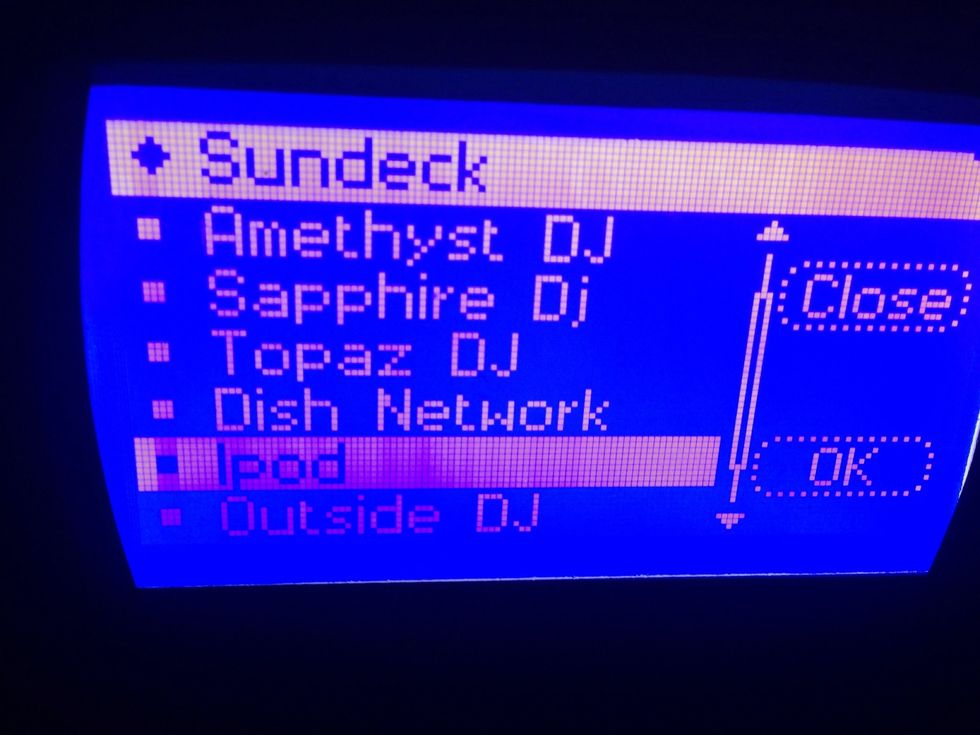 ***Turn down the Gain! -Choose the source you want to hear playing on the Sun-Deck and touch OK.