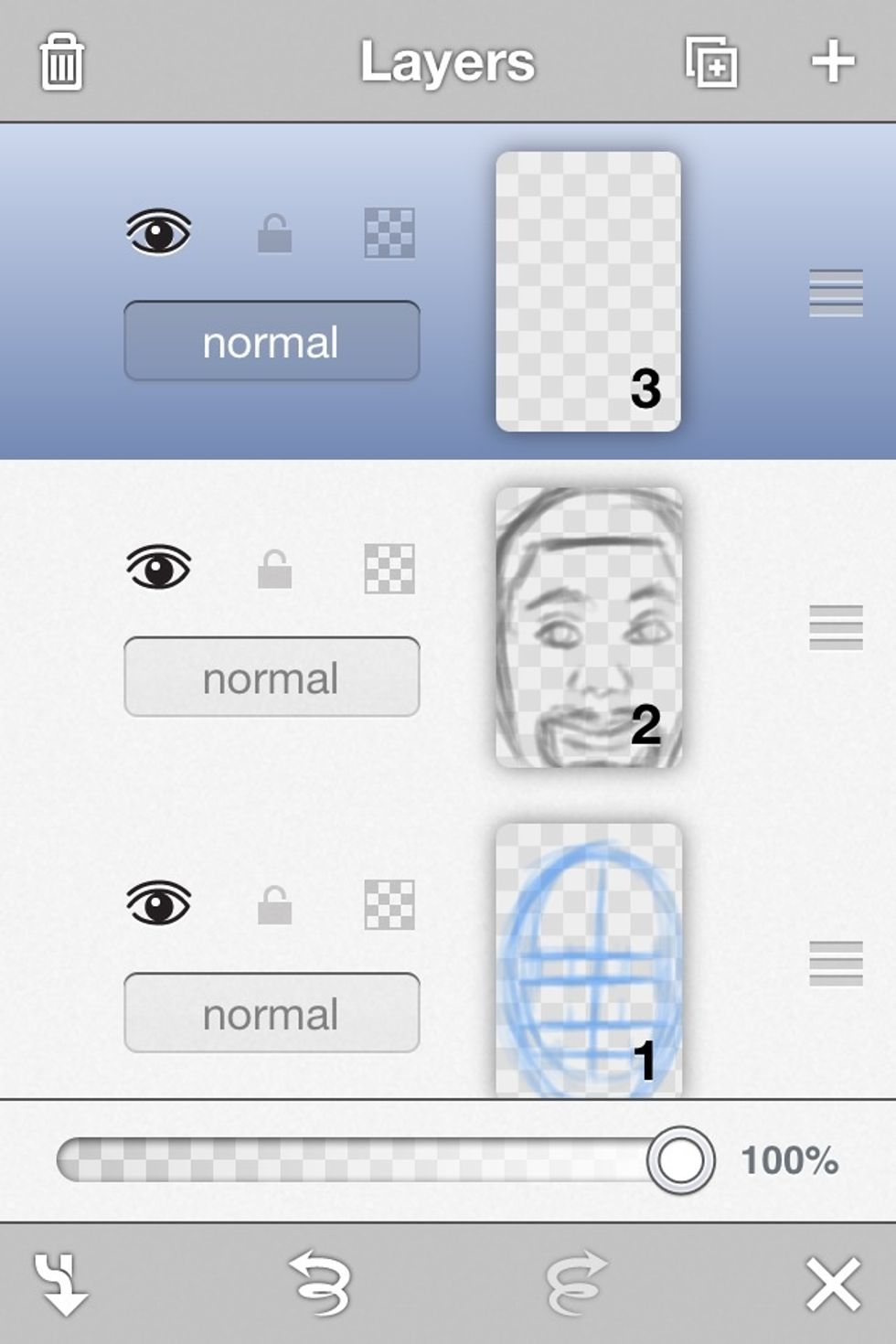 Turn down the opacity and make a new layer. For traditional artists now you want to take out a sharpie or something similar.