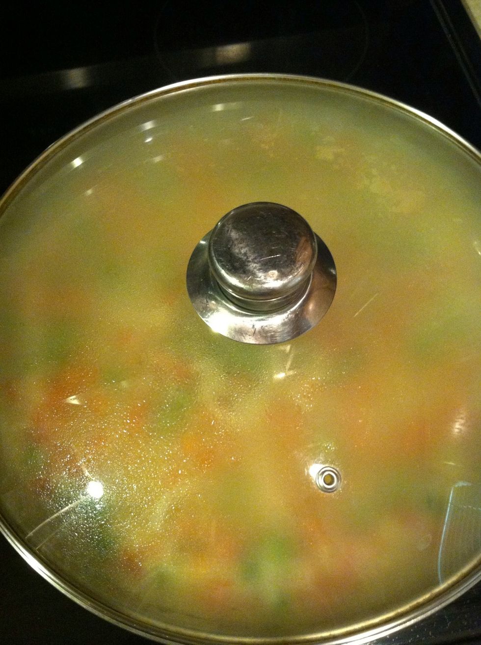 Turn down the temp to med, and cover with lid.