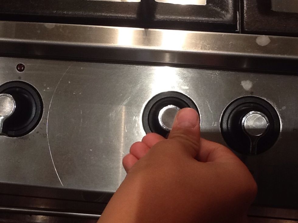 Turn gas on to medium heat