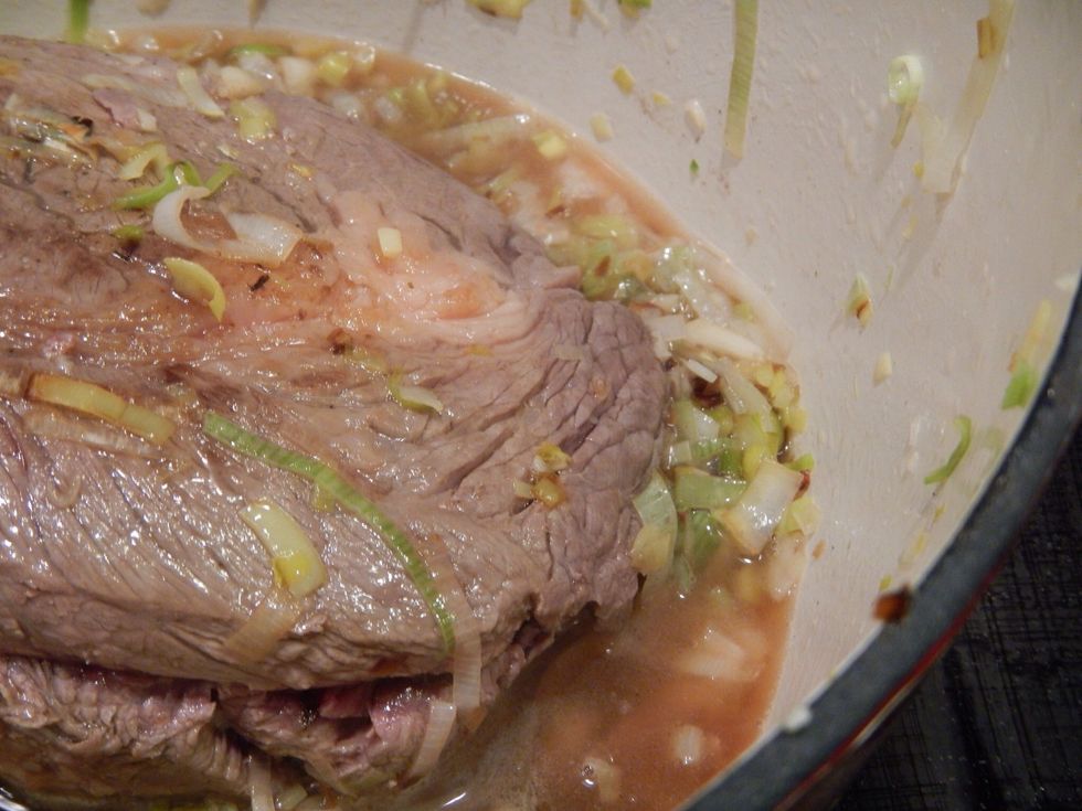 Turn heat down to simmer and cover pot.