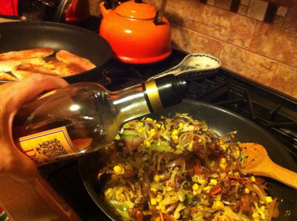 Turn heat to high and add vinegar. Cook until vinegar has cooked away, stirring constantly.