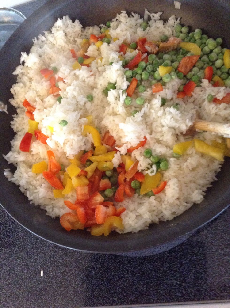 Turn heat to medium, stir in veggies