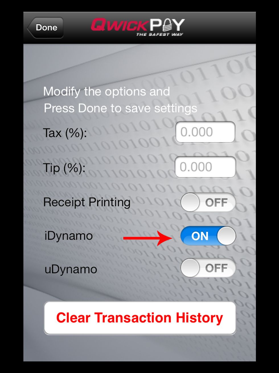 Turn iDynamo ON if necessary. Choose DONE.