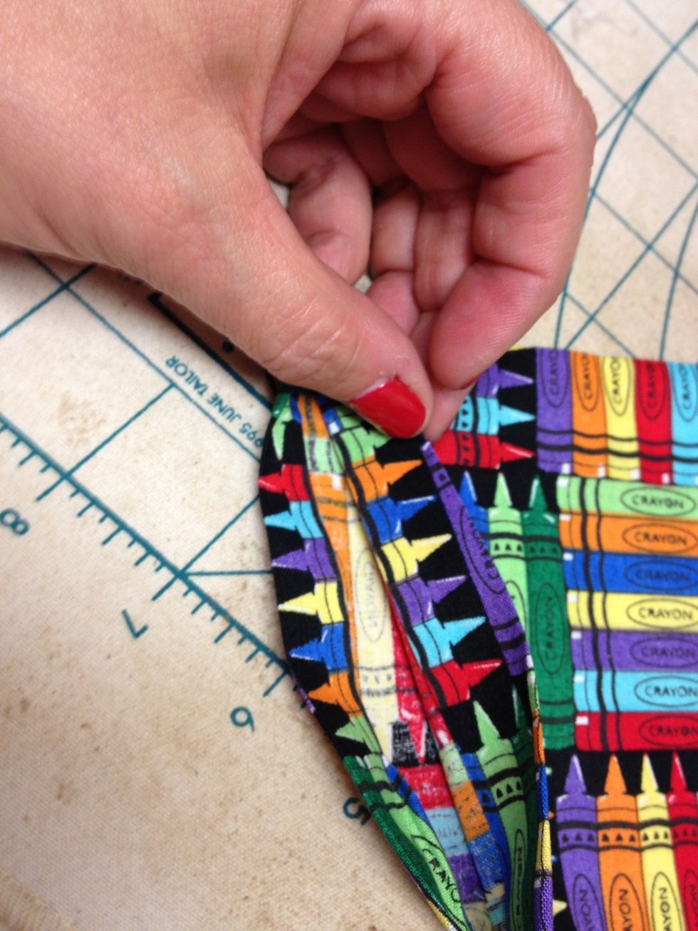 Turn in the short edges to hem