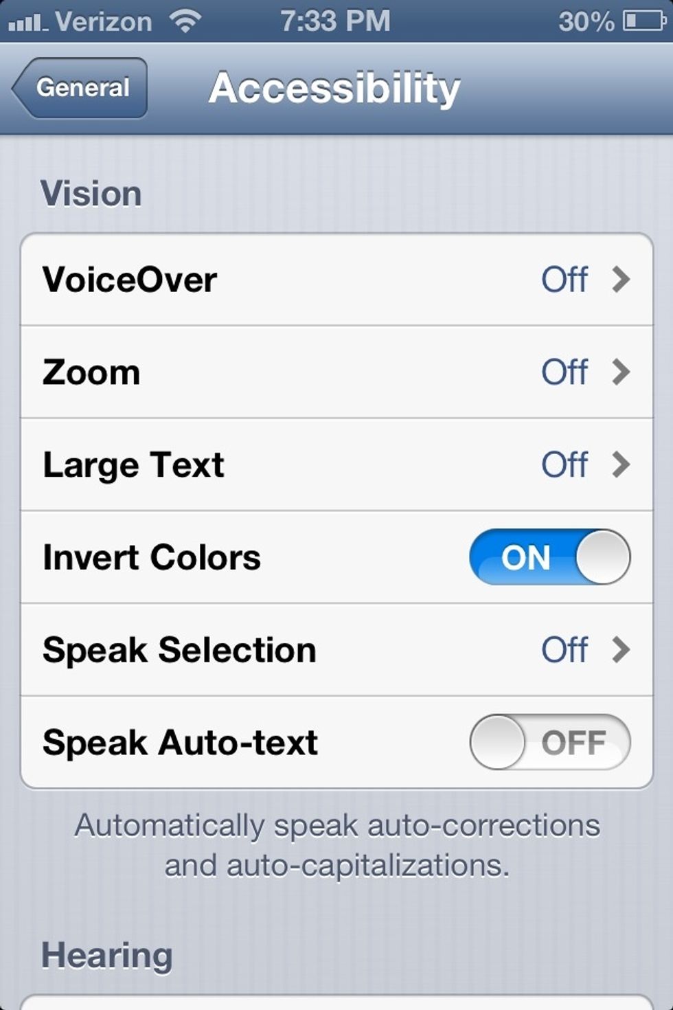 Turn invert colors on.