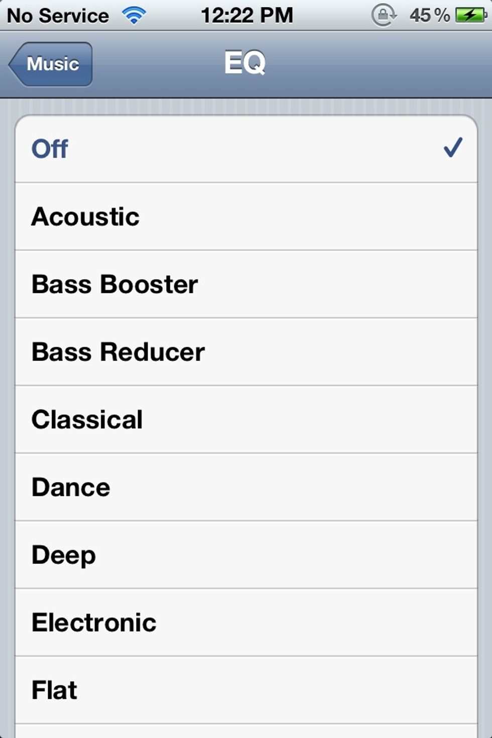 Turn music EQ off...(settings>music>EQ)