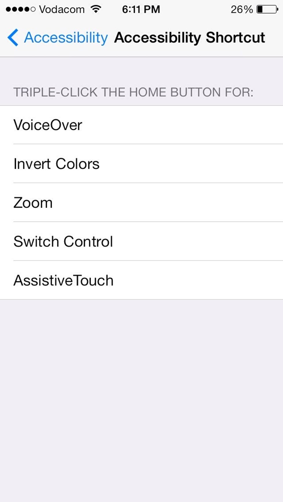 Turn off all accessibility shortcuts.