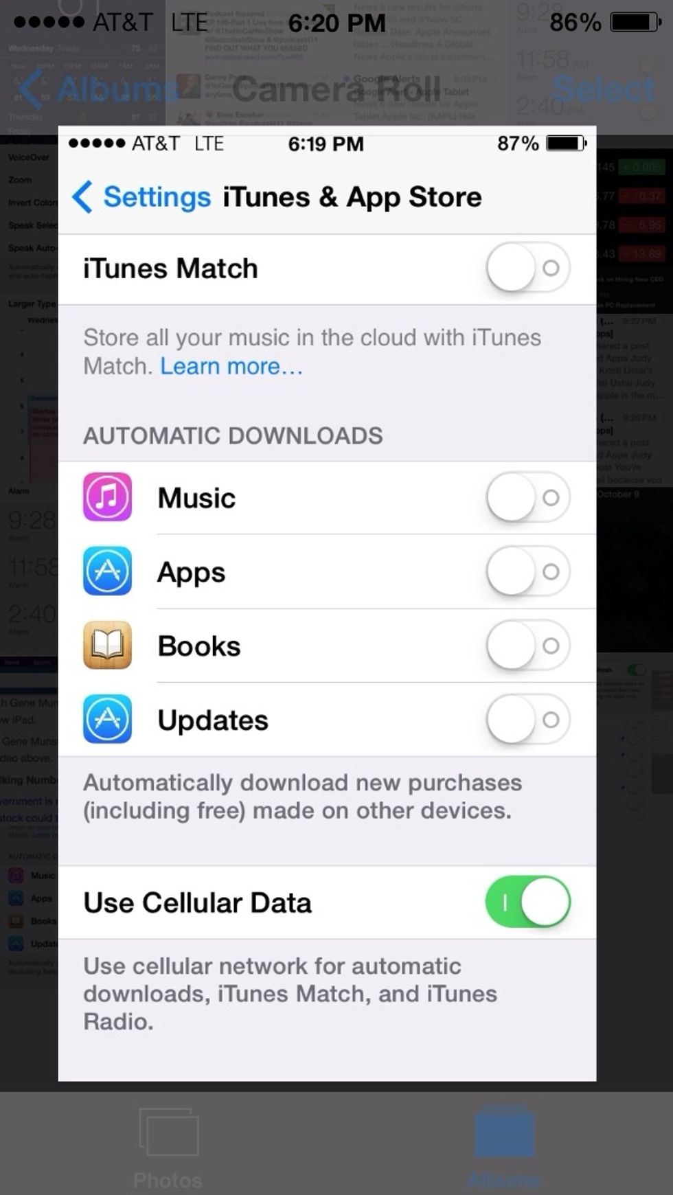 Turn off Automatic Downloads.