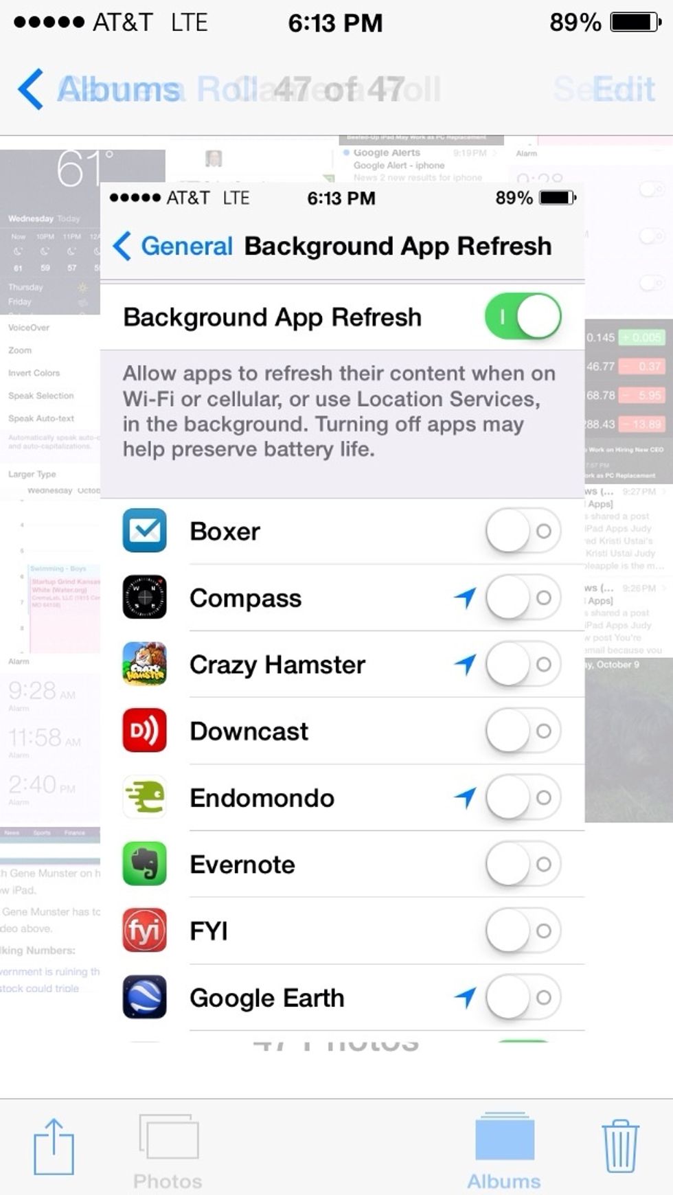 Turn off Background App Refresh