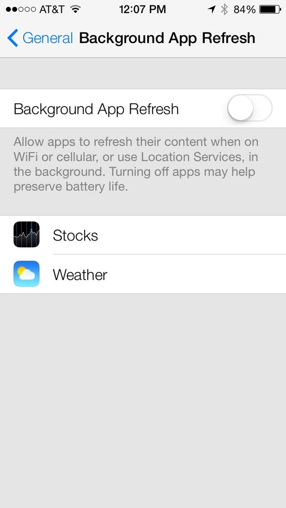 Turn off Background App Refresh