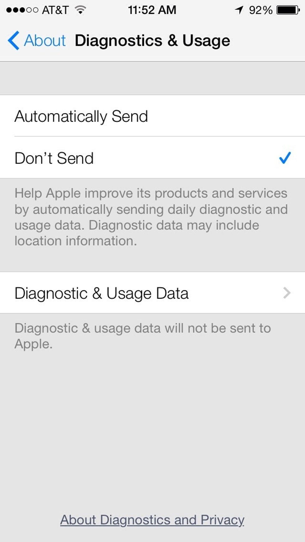 Turn off Diagnostics & Usage
