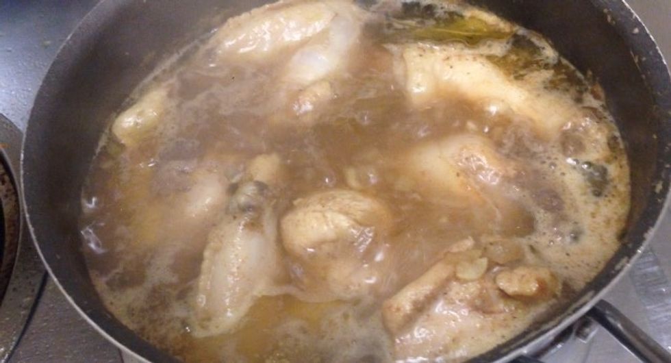 Turn off heat for chicken after 15 minutes.