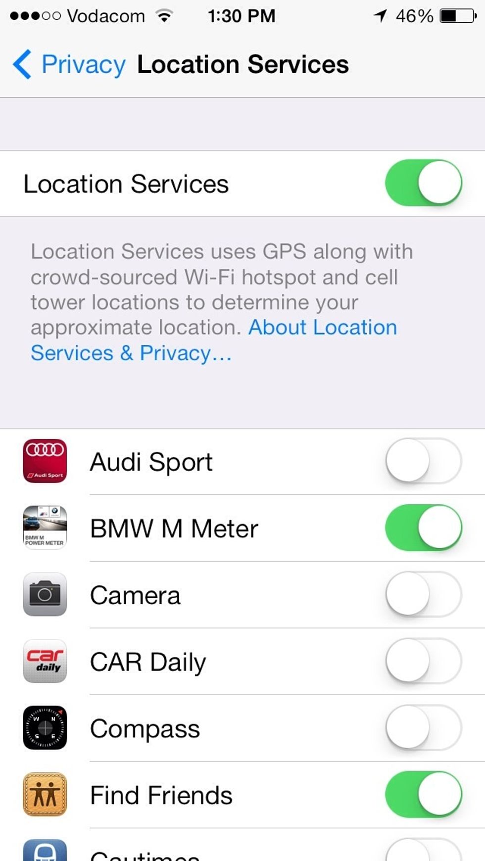 Turn Off location services.