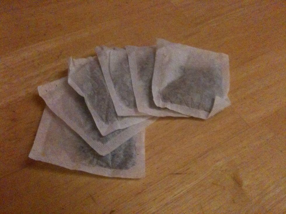 Turn off stove and throw your 6 (or so) tea bags into the water. Black tea is common for kombucha, but oolong, green, and white can be used (or even mixed) as well. Avoid herbal teas and Earl Grey.