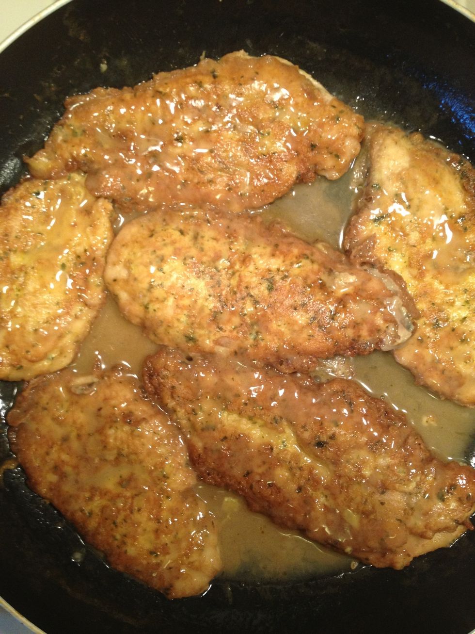 Turn off the heat and here is what it should look like. There should be sauce covering the pieces. If not that means you kept the heat on and the chicken soaked it up. That's not a problem.