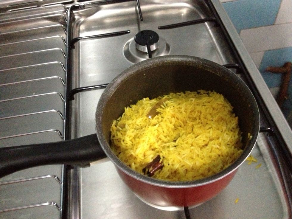 Turn off the heat. Leave the lid on and let it rest for 10 mnts. After 10 mnts, you open the lid and find the magical beautiful aroma flying out from your sauce-pan