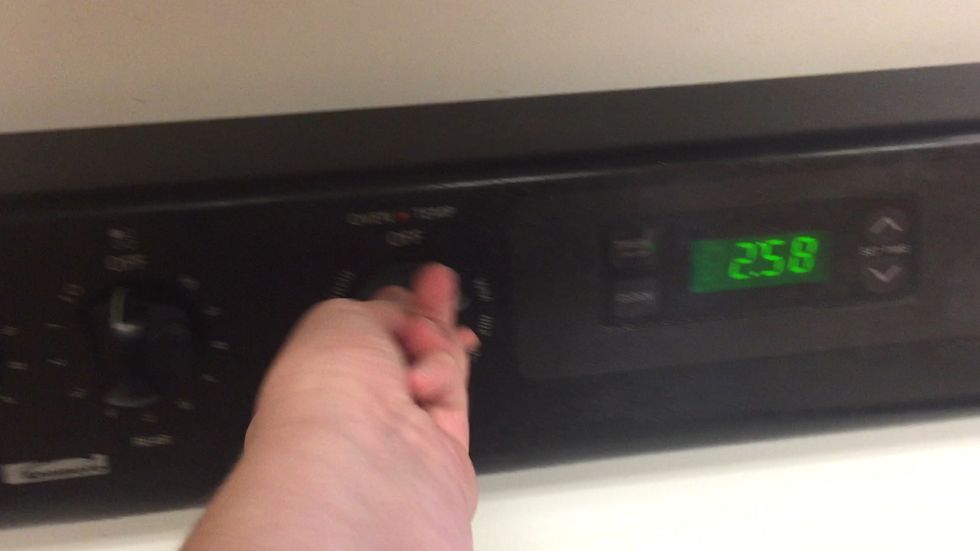 Turn off the oven.