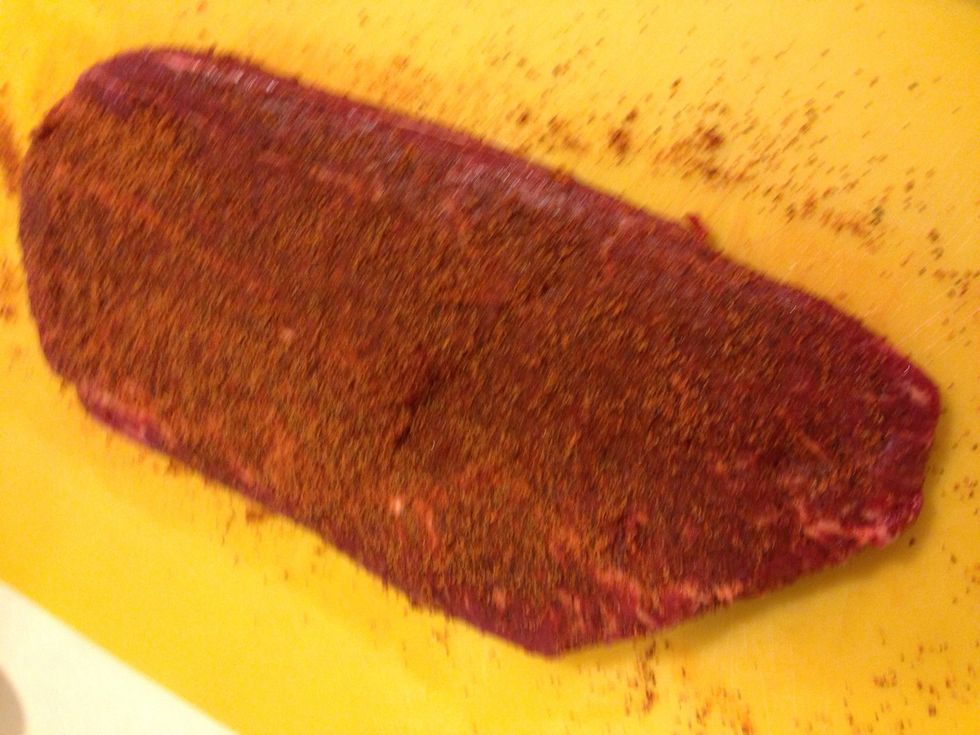 Turn on broiler and Rub with seasoning set aside