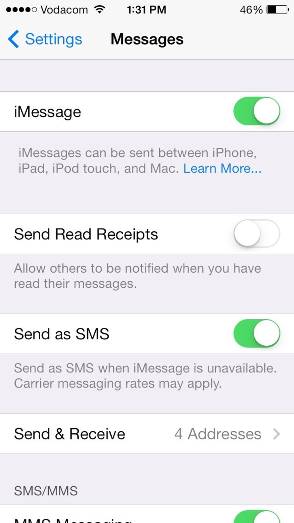 Turn on iMessage on if it was turned off .