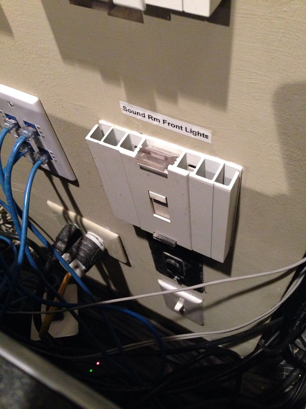 Turn on lights to booth by pressing up underneath the switch.