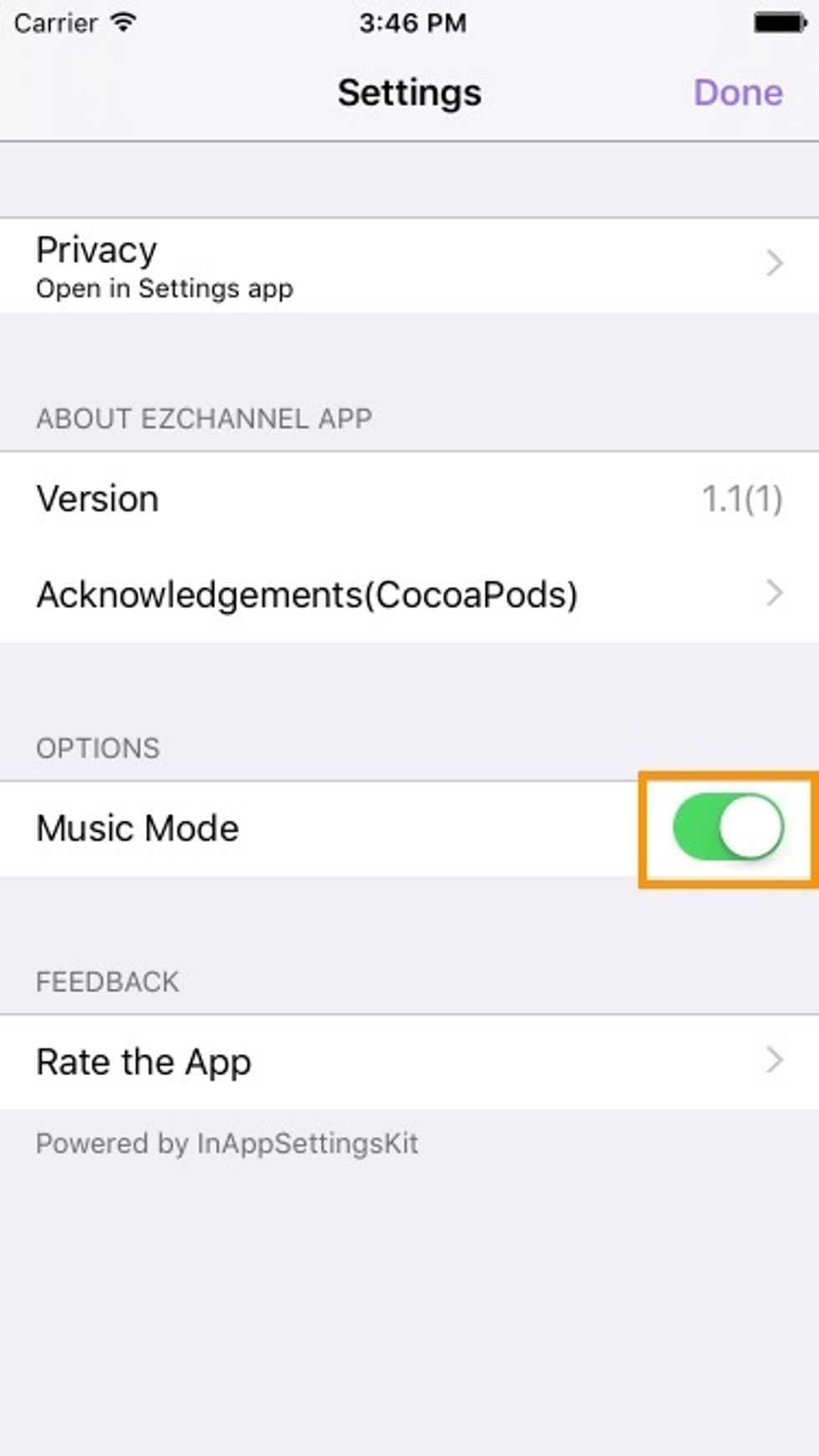 Turn on "Music Mode"