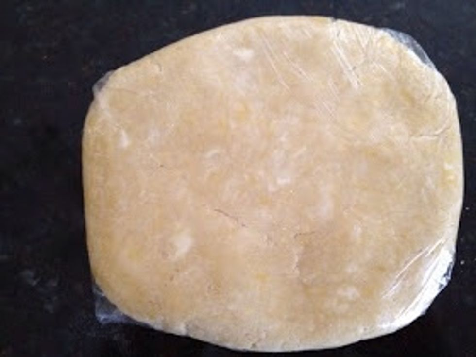 Turn onto a large piece of plastic wrap and press into a flat disc. Refrigerate for at least 30 minutes.