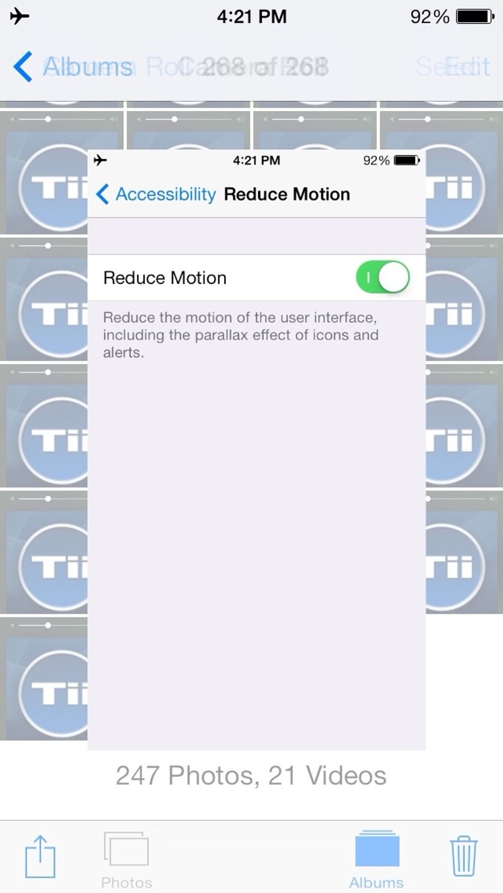 Turn reduce motion ON