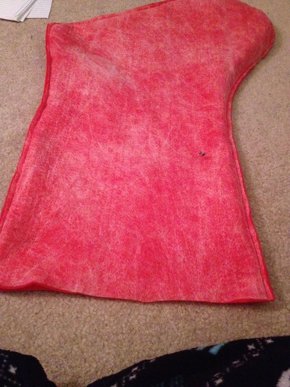 Turn stocking inside out. At this point I normally will take some safety pins to keep both sides together