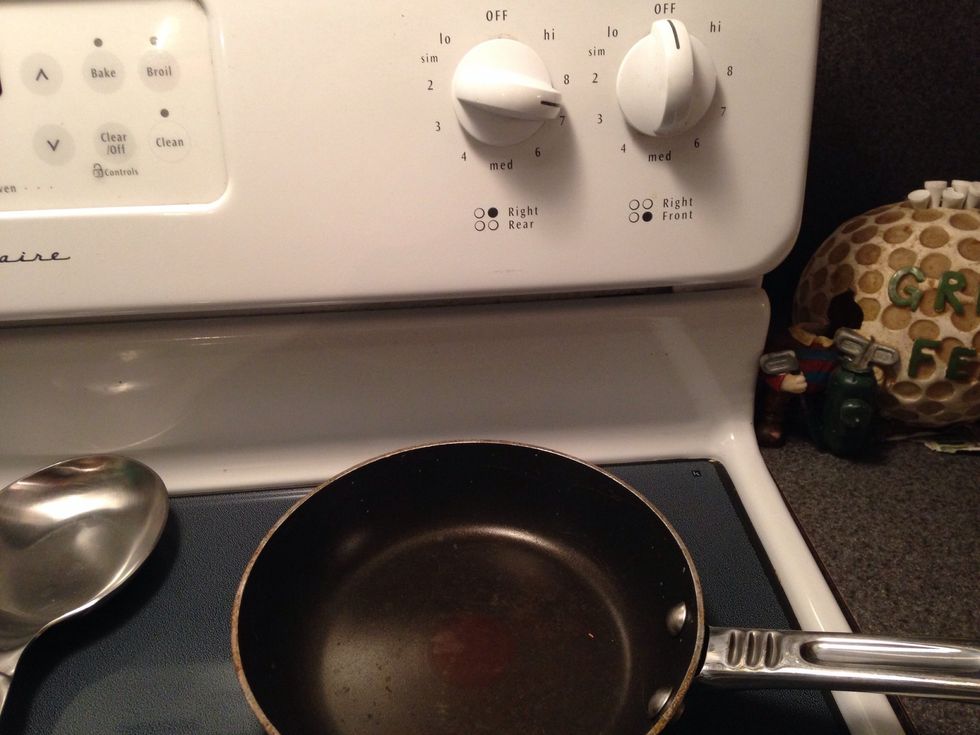 Turn stove onto medium-high and grease pan