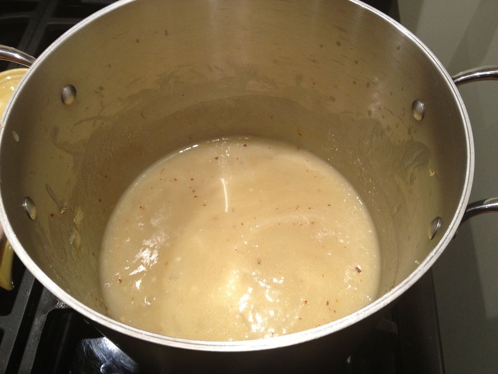 Turn the burner back on and bring to a simmer.