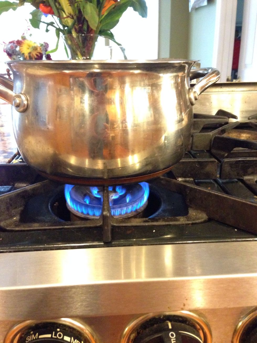 Turn the burner on LOW heat.