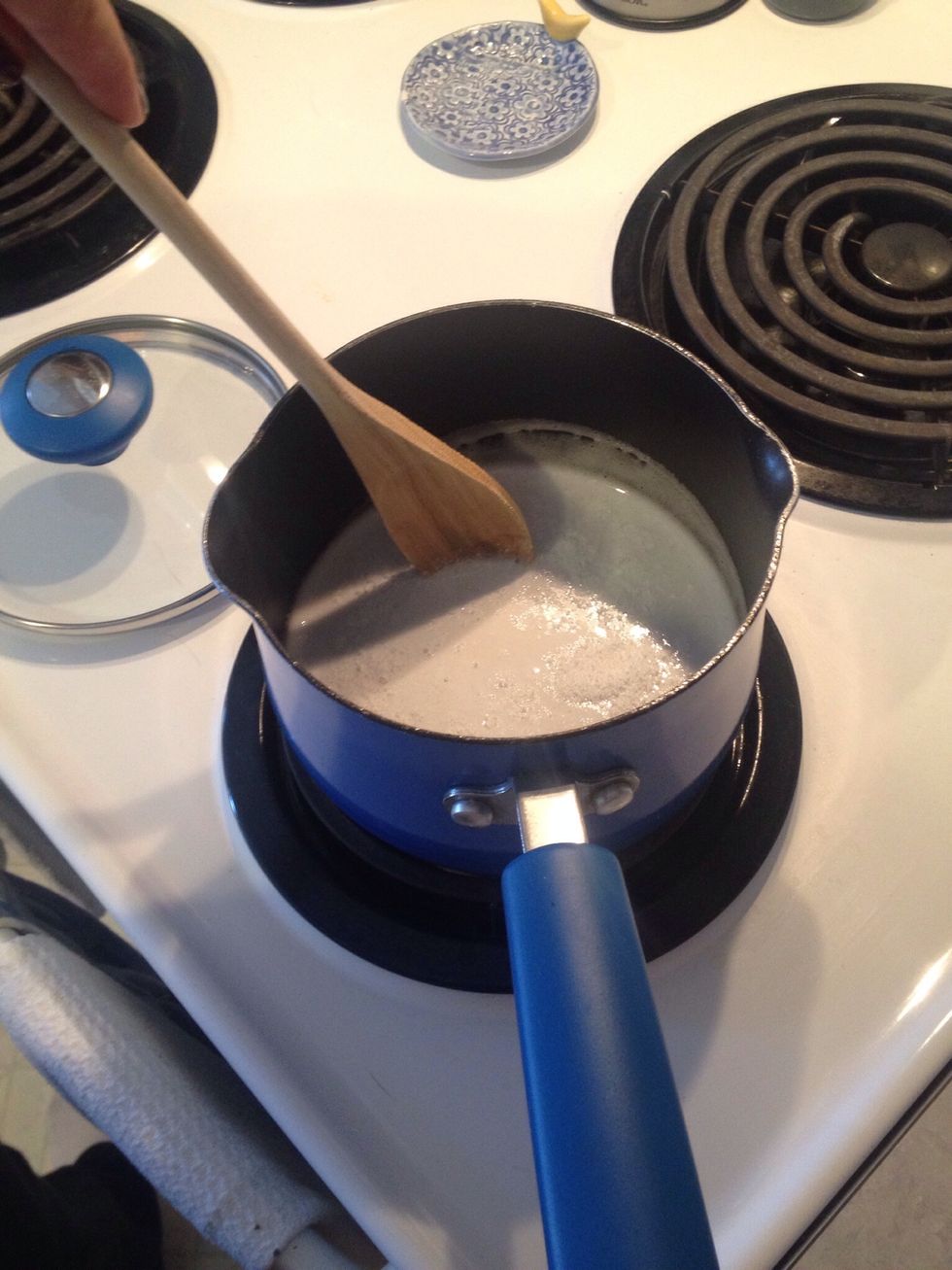 Turn the burner on low-medium heat. Make sure you do NOT boil the water! Your syrup will taste burnt. Stir, stir, stir until...