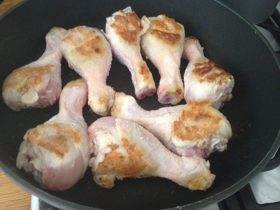 Turn the chicken and brown on all sides